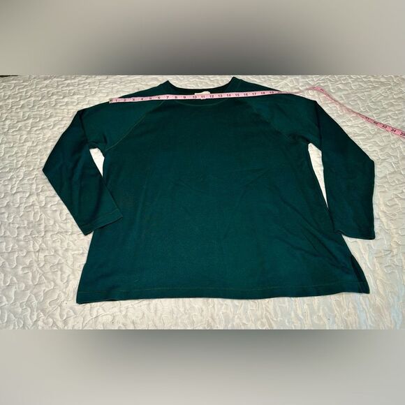 Eileen Fisher Green Raglan Sleeve Top Minimalist Organic Cotton Blend Medium - Picture 10 of 13